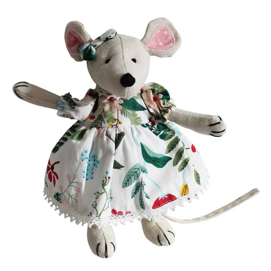 Mouse with White Berry Dress