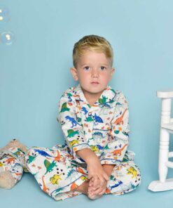 Colourful Dinosaur Print Traditional Cotton Pyjamas (6-7 years)