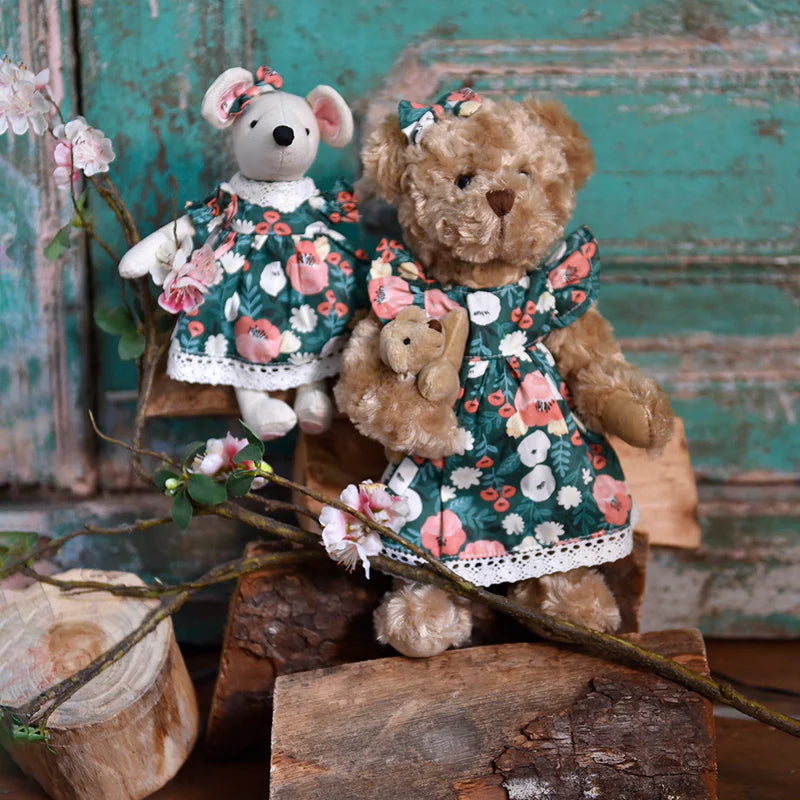 Mouse with White Green Woodland Dress
