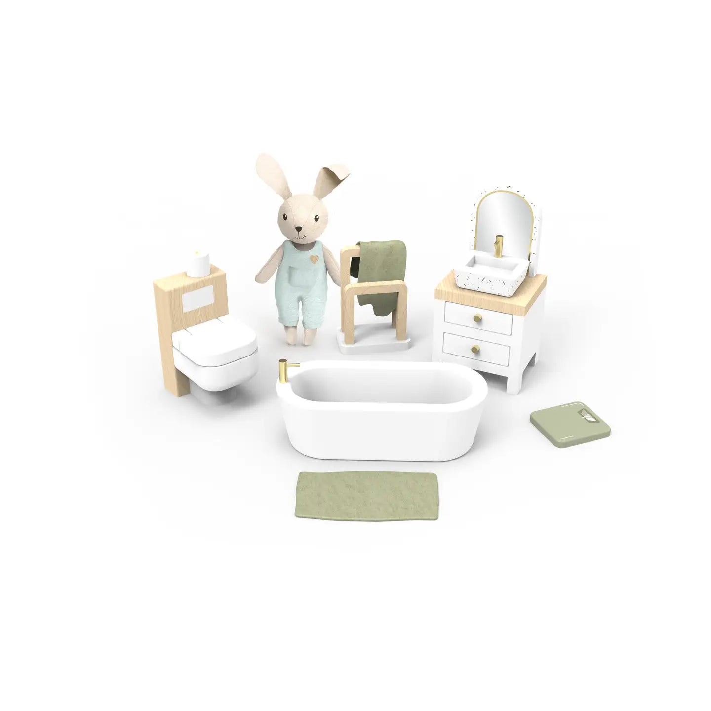 Doll House Bathroom + 1 Rabbit Character