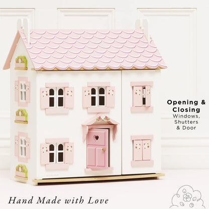 Le Toy Van Sophie's Wooden Dolls House - Award-Winning Dollhouse with 7 x Furniture sets and Doll Family