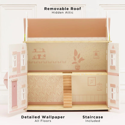Le Toy Van Sophie's Wooden Dolls House - Award-Winning Dollhouse with 7 x Furniture sets and Doll Family