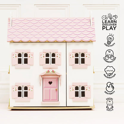 Le Toy Van Sophie's Wooden Dolls House - Award-Winning Dollhouse with 7 x Furniture sets and Doll Family
