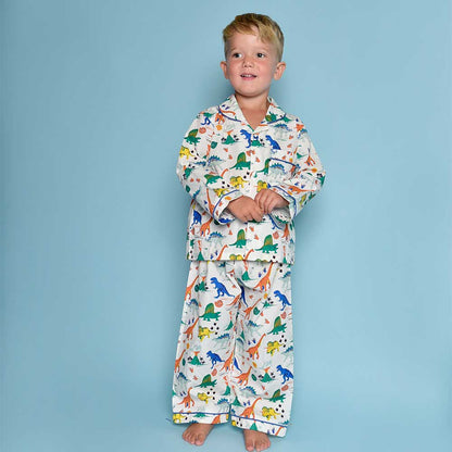 Colourful Dinosaur Print Traditional Cotton Pyjamas (6-7 years)